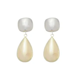Brinco Stella Gota Folheado a Ouro e Ródio Branco