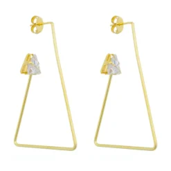 Brinco Triângulo Zircônia Folheado a Ouro 18k