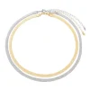 Choker 2 Voltas Malha Metal Folheada a Ouro 18k e Folheada em Ródio Branco Vitto