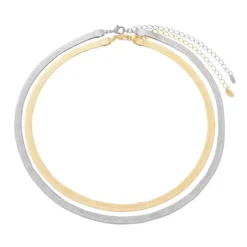 Choker 2 Voltas Malha Metal Folheada a Ouro 18k e Folheada em Ródio Branco Vitto