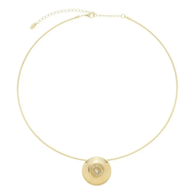 Choker Chiara Botão Zircônia Folheado a Ouro 18k