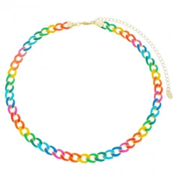 Choker de Elos Raiza Colorida Folheada a Ouro 18k