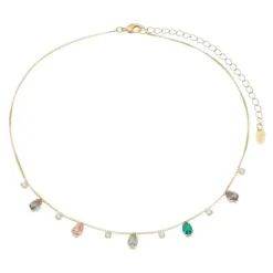 Choker Dhil Gotas Zircônias Coloridas Folheada a Ouro 18k