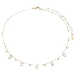 Choker Dhil Gotas Zircônias Cristal Folheada a Ouro 18k