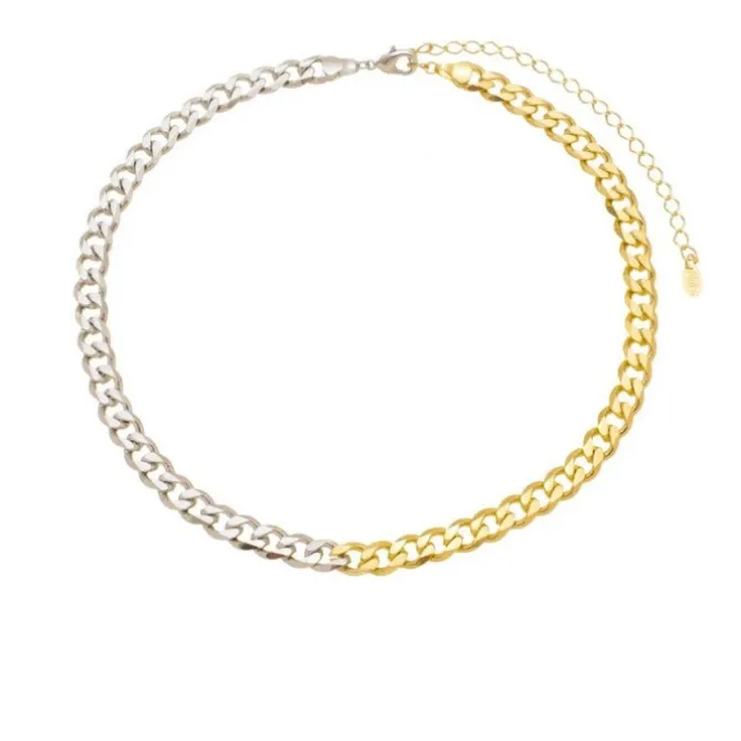 Choker Elos Folheada a Ouro 18k e Folheada em Ródio Branco Raiza