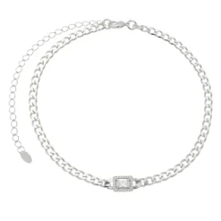 Choker Elos Grumet Zircônias Folheada em Ródio Branco Letizia