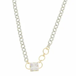 Choker Ester Zircônia Folheada em Ródio Branco e Folheado a Ouro 18k