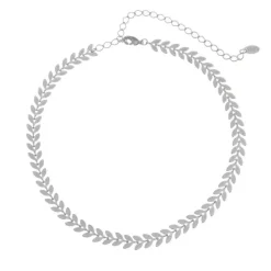 Choker Kendal Folhinhas Folheado em Ródio Branco Piuka
