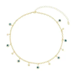 Choker Lara Olho Grego e Mini Estrelas Folheada a Ouro 18k