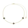 Choker Lira Mini Flor Zircônias Preta Folheada a Ouro 18k