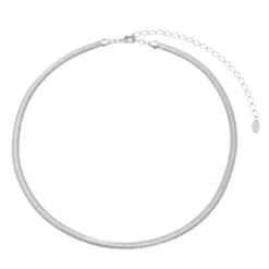 Choker Malha Metal Fina Folheado em Ródio Branco Fernanda