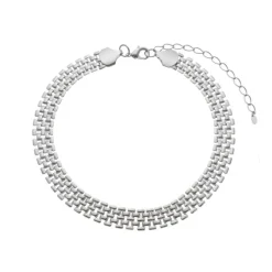 Choker Maria Malha Relógio Folheada em Ródio Branco