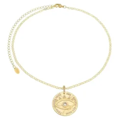 Choker Medalha Olho Grego Zircônia Folheada a Ouro 18k Santorini