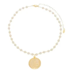 Choker Medalha São Bento Pérolas Folheado a Ouro 18k
