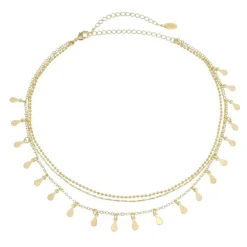 Choker Piuka 3 Correntes Antonella Mini Gotas Folheada a Ouro 18k