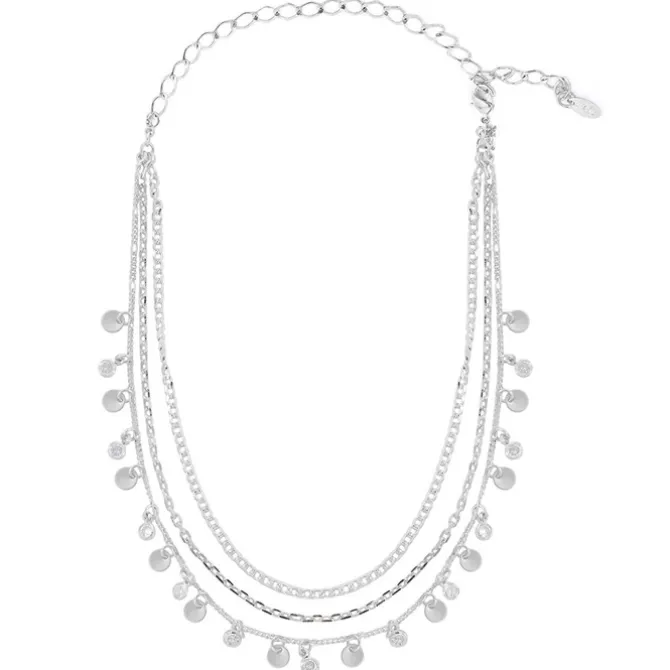 Choker Piuka 3 Voltas Maju Folheado em Ródio Branco