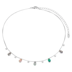 Choker Piuka Dhil Gotas Zircônias Coloridas Folheada em Ródio Branco
