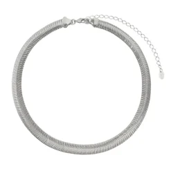 Choker Piuka Fernanda Malha Grossa Metal Folheada em Ródio Branco