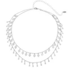 Choker Piuka Flora Corações e Gotas Folheada em Ródio Branco