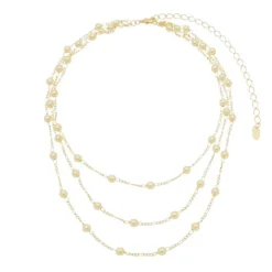 Choker Piuka Loren 3 Voltas Pérolas Folheado a Ouro 18k