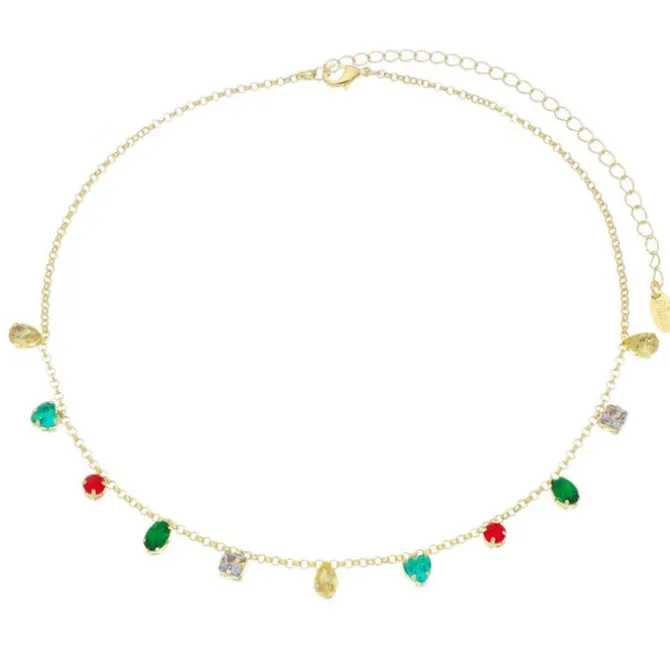 Choker Piuka Maby Zircônias Coloridas Folheada a Ouro 18k