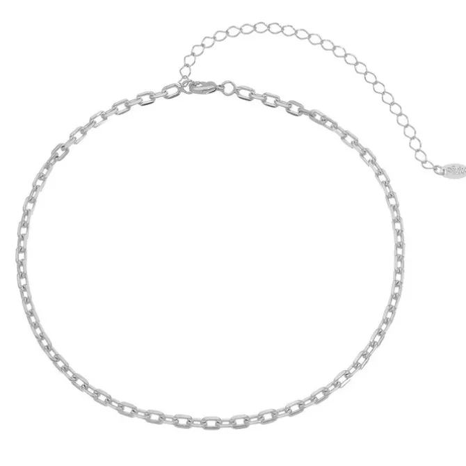 Choker Piuka Mini Dua Elos Folheada em Ródio Branco