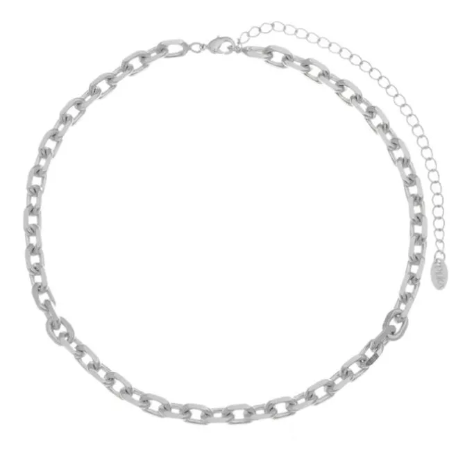 Choker Piuka Mônica Dua Elos Folheada em Ródio Branco