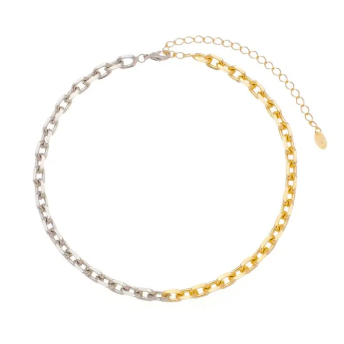 Choker Piuka Mônica Dua Elos Folheada a Ouro 18k e Folheada em Ródio Branco