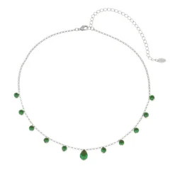 Choker Piuka Muriel Zircônias Esmeralda Folheada em Ródio Branco