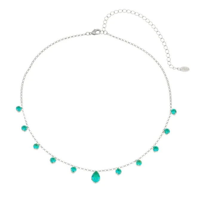 Choker Piuka Muriel Zircônias Turmalina Folheada em Ródio Branco