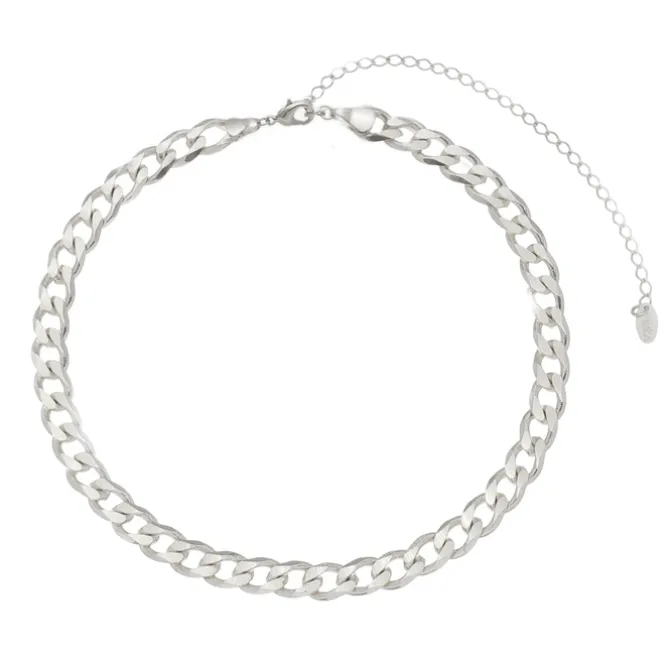 Choker Piuka Raiza Elos Grumet Folheada em Ródio Branco