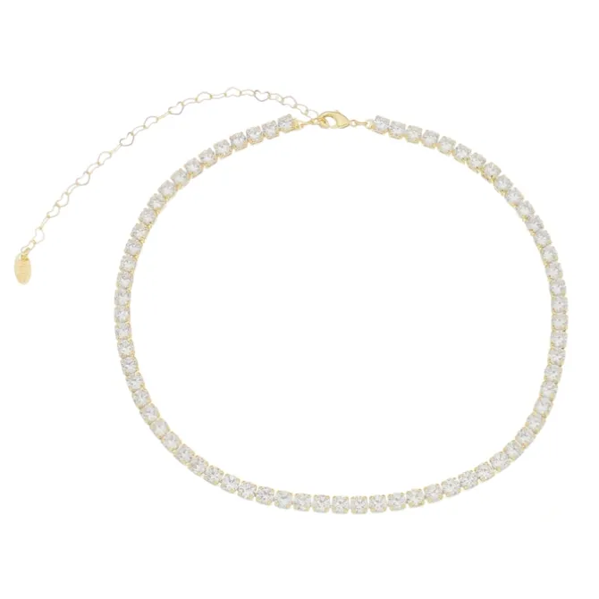 Choker Piuka Riviera Chiara Zircônias Média Cristal Folheada a Ouro 18k
