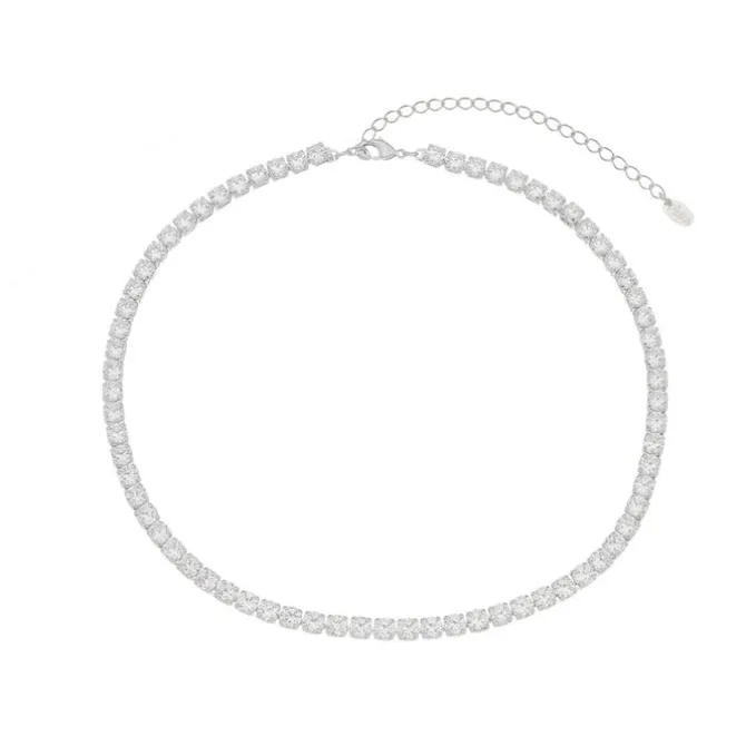 Choker Piuka Riviera Chiara Zircônias Média Cristal Folheada em Ródio Branco