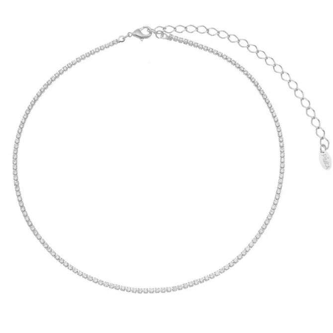 Choker Piuka Riviera Chiara Mini Zircônias Cristal Folheada em Ródio Branco