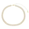 Choker Piuka Taylor Média Zircônias Baguete Cristal Folheada a Ouro 18k