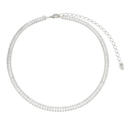 Choker Piuka Taylor Pequena Zircônias Baguete Cristal Folheada em Ródio Branco