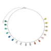 Choker Piuka Vivian Gotas Zircônias Coloridas Folheada em Ródio Branco