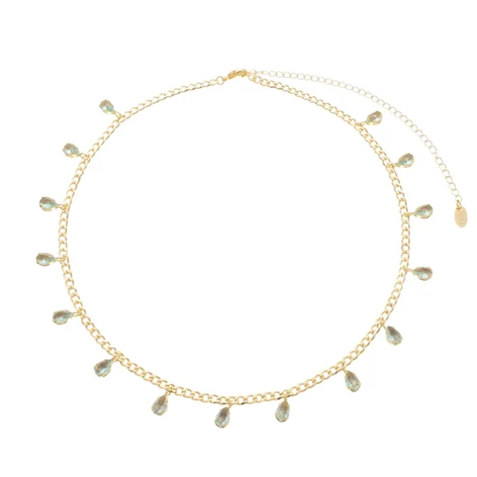 Choker Princess Fe Gota Zircônia Acqua Folheada a Ouro 18k