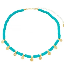 Choker Rebeca Mini Medalhas Howlita Turquesa