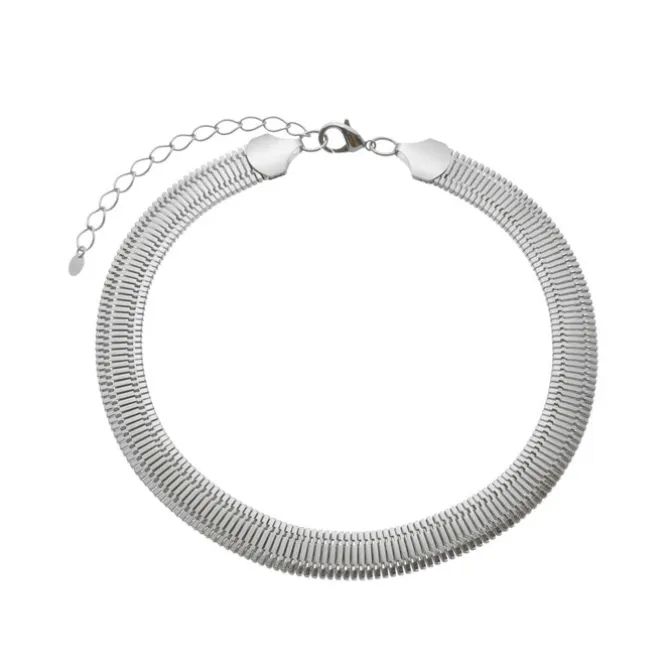 Choker Serena Malha Relógio Folheada em Ródio Branco