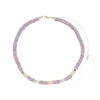 Choker Virgínia Fimos Lilás Pérolas de Água Doce Murano