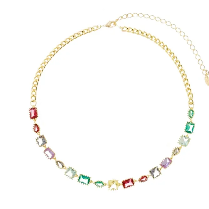 Choker Zircônias Coloridas Folheada a Ouro 18k Ellie