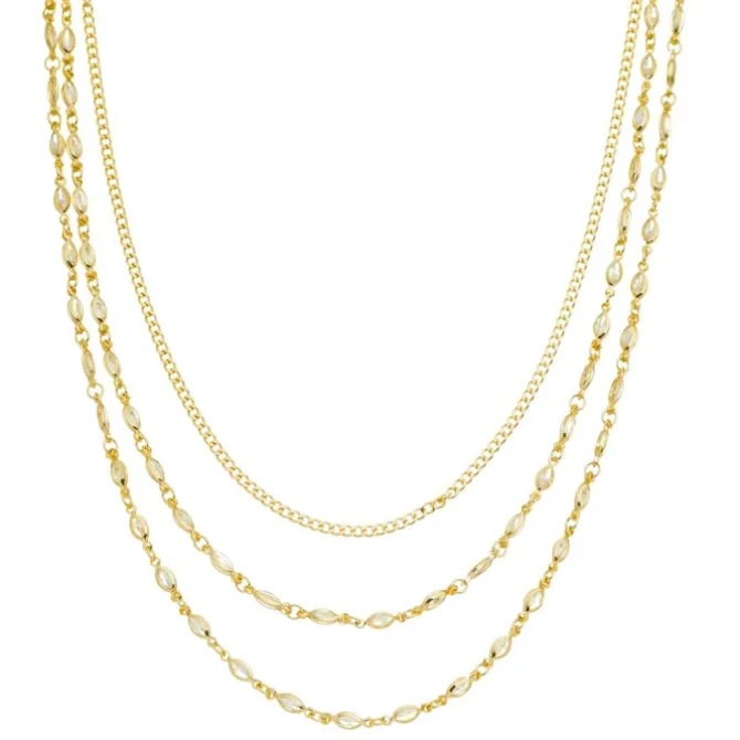 Colar 3 Voltas Alana Zircônias Navetes Folheado a Ouro 18k