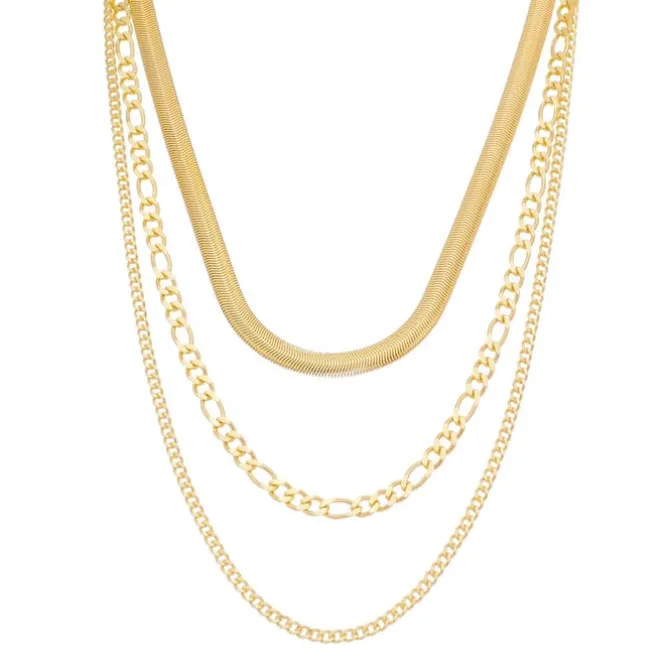 Colar 3 Voltas Cecilia Elos Malha de Metal Folheada a Ouro 18k