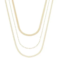 Colar 3 Voltas Mariah Malha e Elos Folheado a Ouro 18k