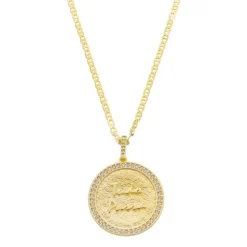Colar Asha Medalha Tudo Passa Zircônias Folheado a Ouro 18k