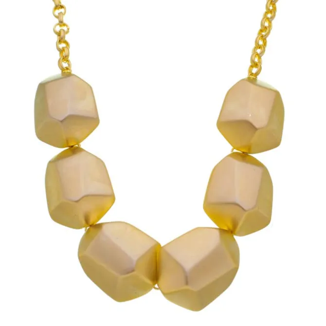 Colar Botões Geométricos Fosco Luiza Folheado a Ouro 18k