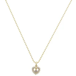 Colar Coração Nossa Senhora Aparecida Zircônias Safira Folheado a Ouro 18k