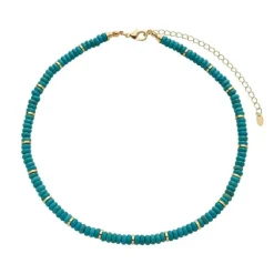 Colar Cris Howlita Turquesa Folheado a Ouro 18k
