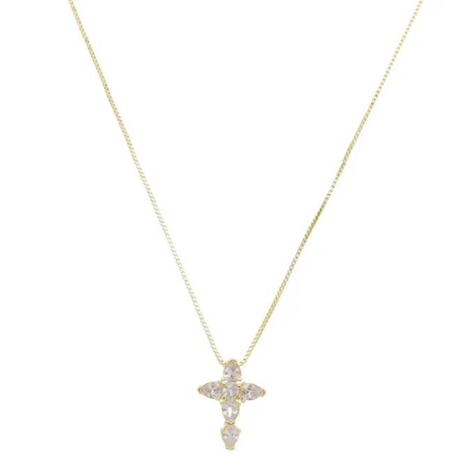 Colar Cruz Zircônias Folheado a Ouro 18k